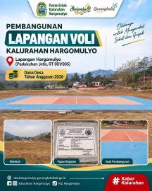 PEMBANGUNAN SARANA PRASARANA KEPEMUDAAN, LAPANGAN VOLI KALURAHAN HARGOMULYO BERSUMBER DARI DANA DESA